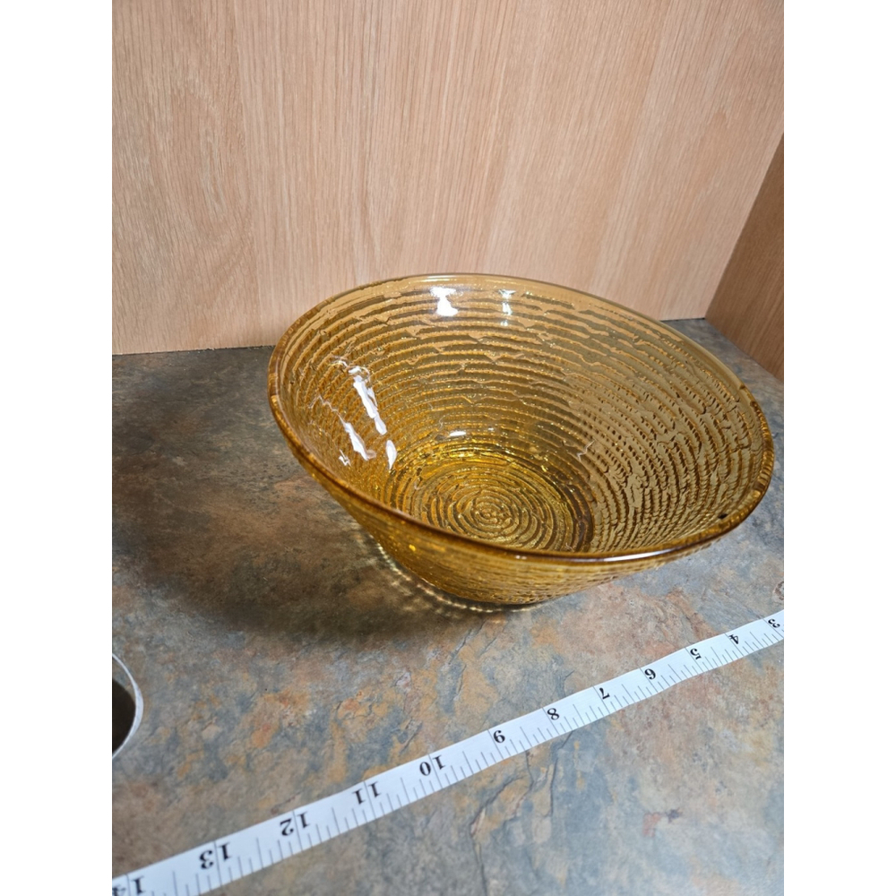 Vintage Anchor Hocking Soreno Honey Ambe Glass Serving Bowl Mid-Century - Picture 4 of 7